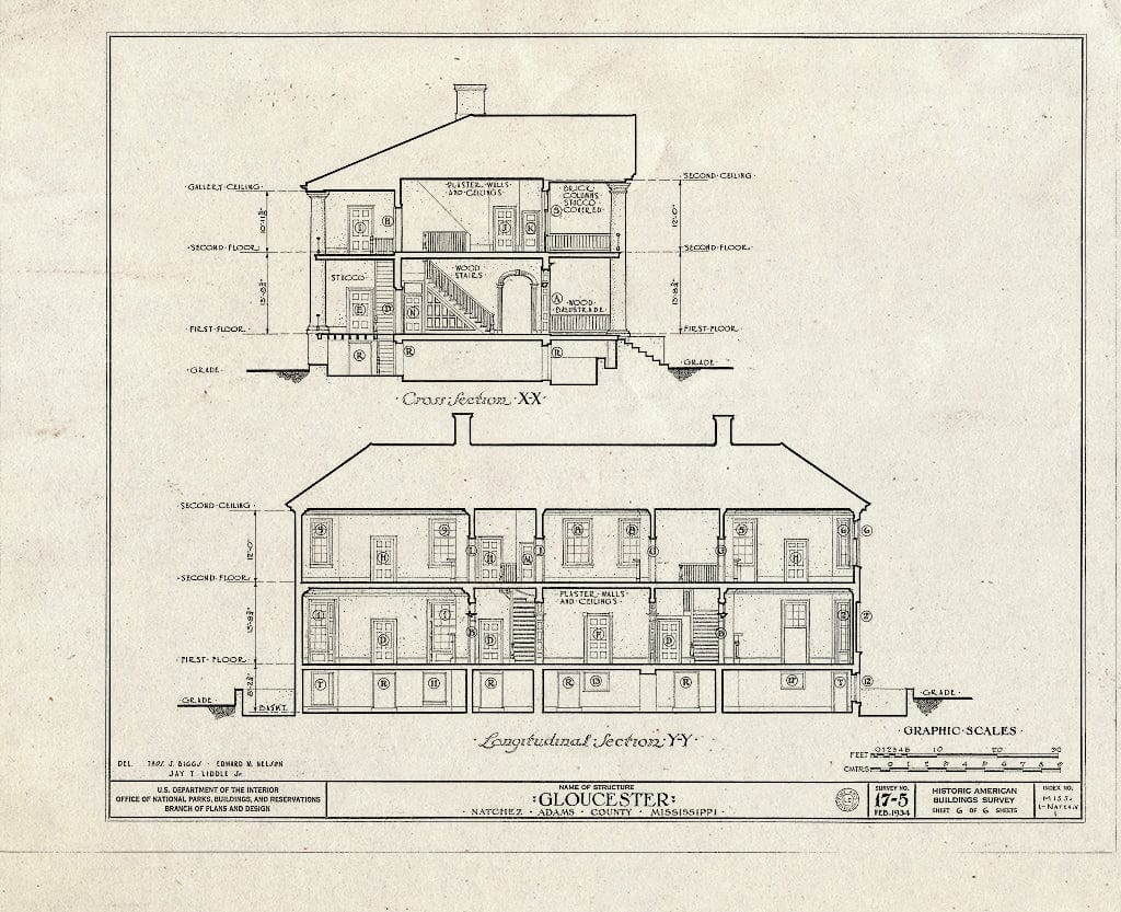 Blueprint HABS Miss,1-Natch.V,1- (Sheet 6 of 6) - Gloucester, Lower Woodville Road, Natchez, Adams County, MS