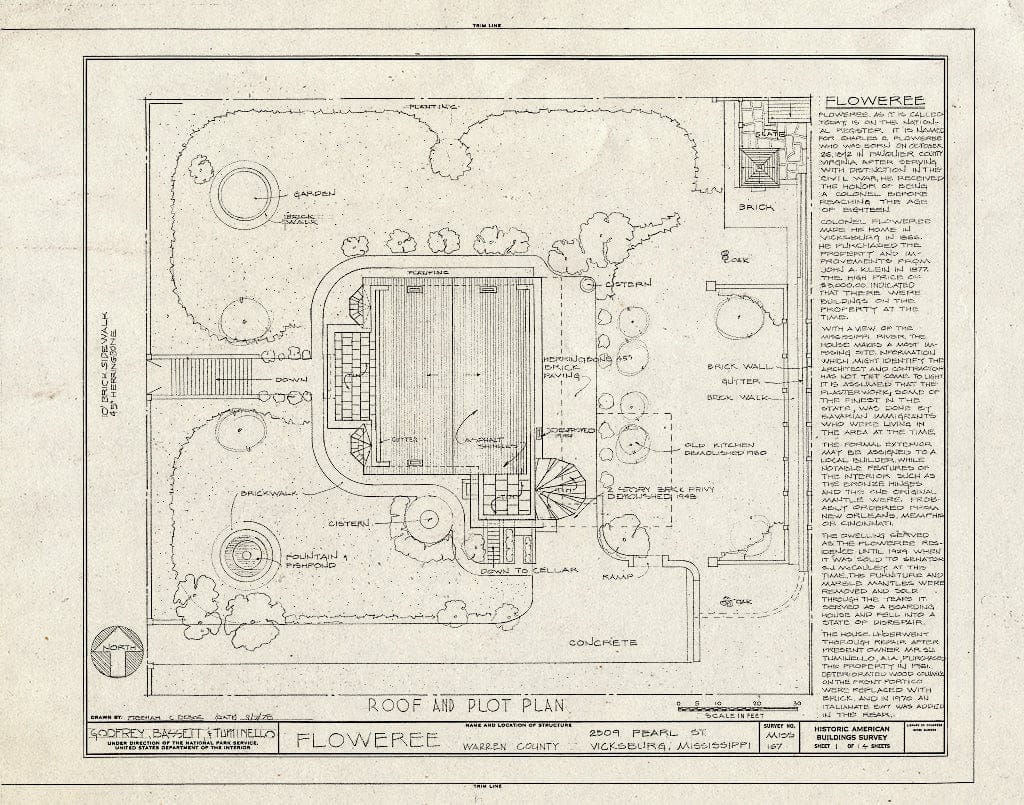 Blueprint HABS Miss,75-Vick,22- (Sheet 1 of 14) - Floweree, 2309 Pearl Street, Vicksburg, Warren County, MS