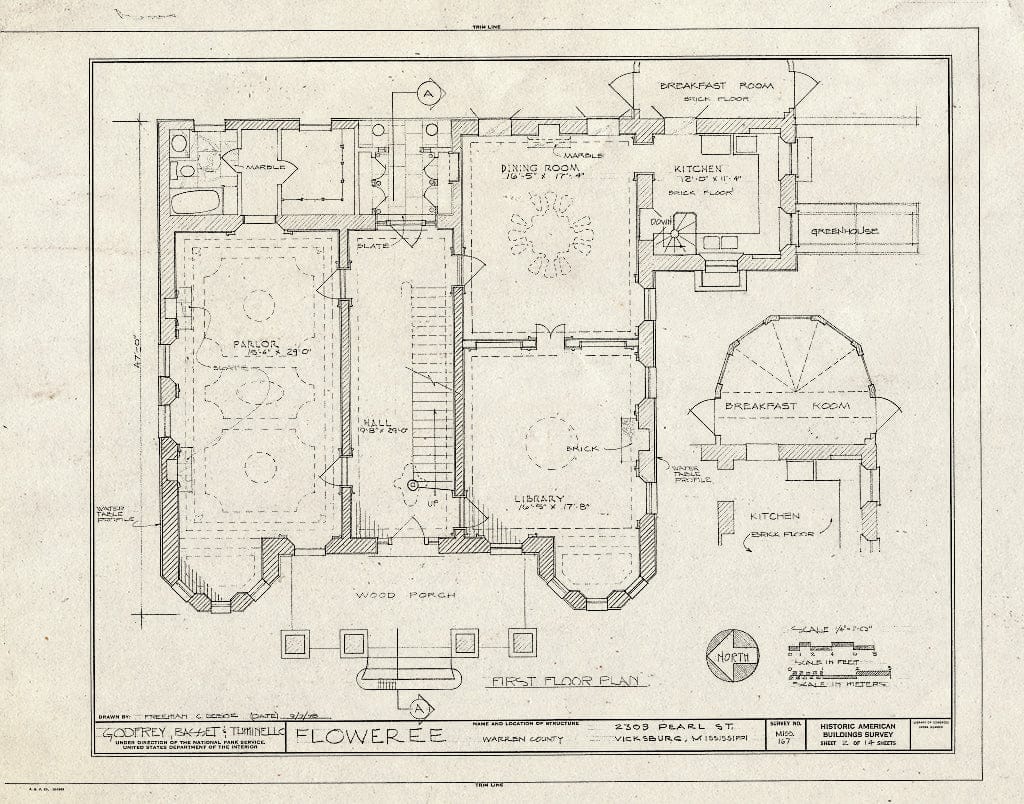 Blueprint HABS Miss,75-Vick,22- (Sheet 2 of 14) - Floweree, 2309 Pearl Street, Vicksburg, Warren County, MS