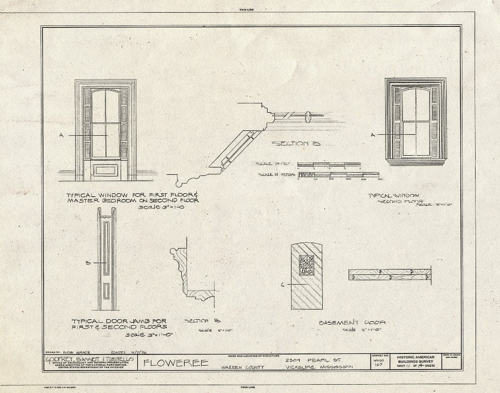 Blueprint HABS Miss,75-Vick,22- (Sheet 11 of 14) - Floweree, 2309 Pearl Street, Vicksburg, Warren County, MS