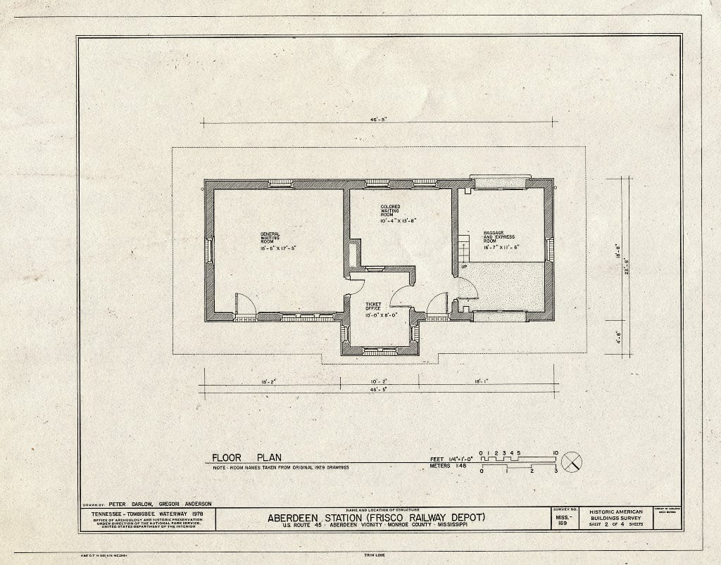 Blueprint HABS Miss,48-ABDE,12- (Sheet 2 of 4) - Aberdeen Station, U.S. Route 45, Aberdeen, Monroe County, MS