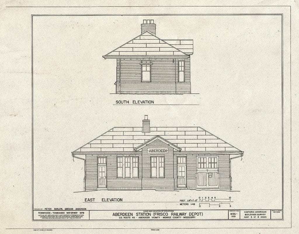 Blueprint HABS Miss,48-ABDE,12- (Sheet 3 of 4) - Aberdeen Station, U.S. Route 45, Aberdeen, Monroe County, MS