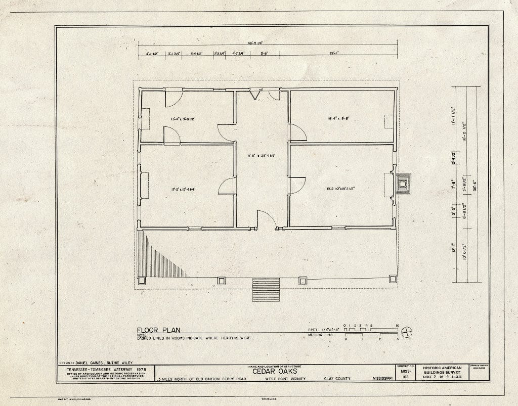 Blueprint HABS Miss,13-WESPO,1- (Sheet 2 of 4) - Cedar Oaks, Barton Ferry Road, West Point, Clay County, MS