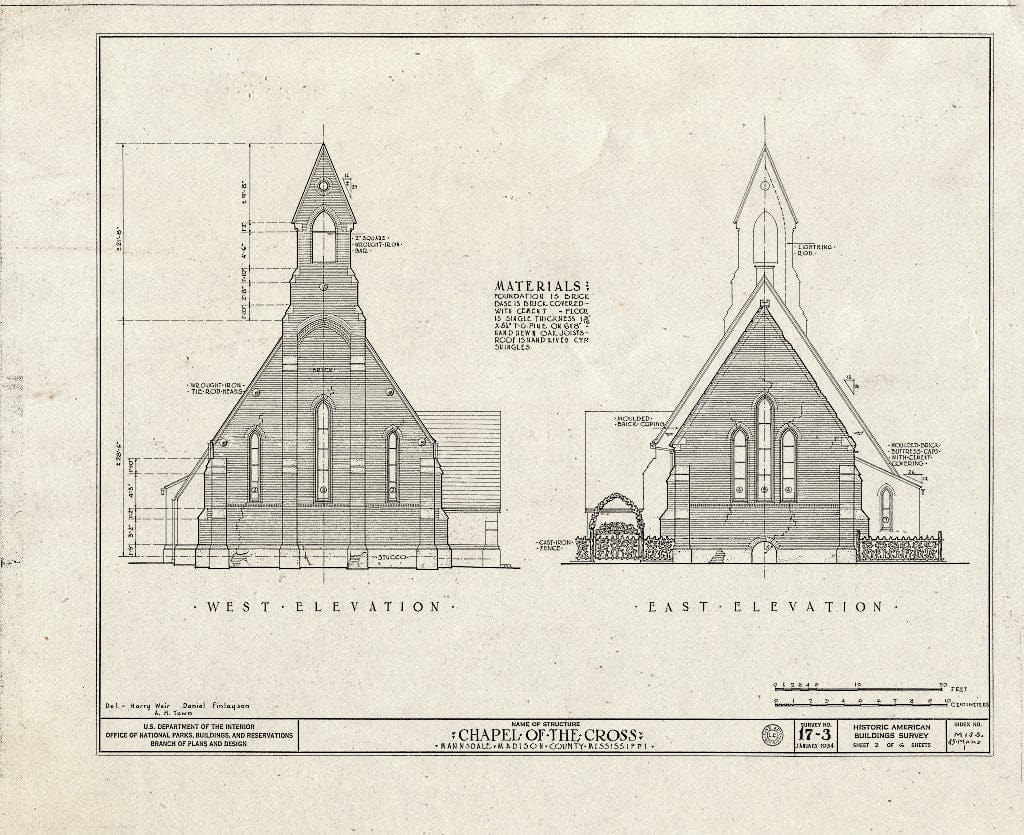Blueprint HABS Miss,45-MAND,1- (Sheet 2 of 6) - Chapel of The Cross, Mannsdale, Madison County, MS