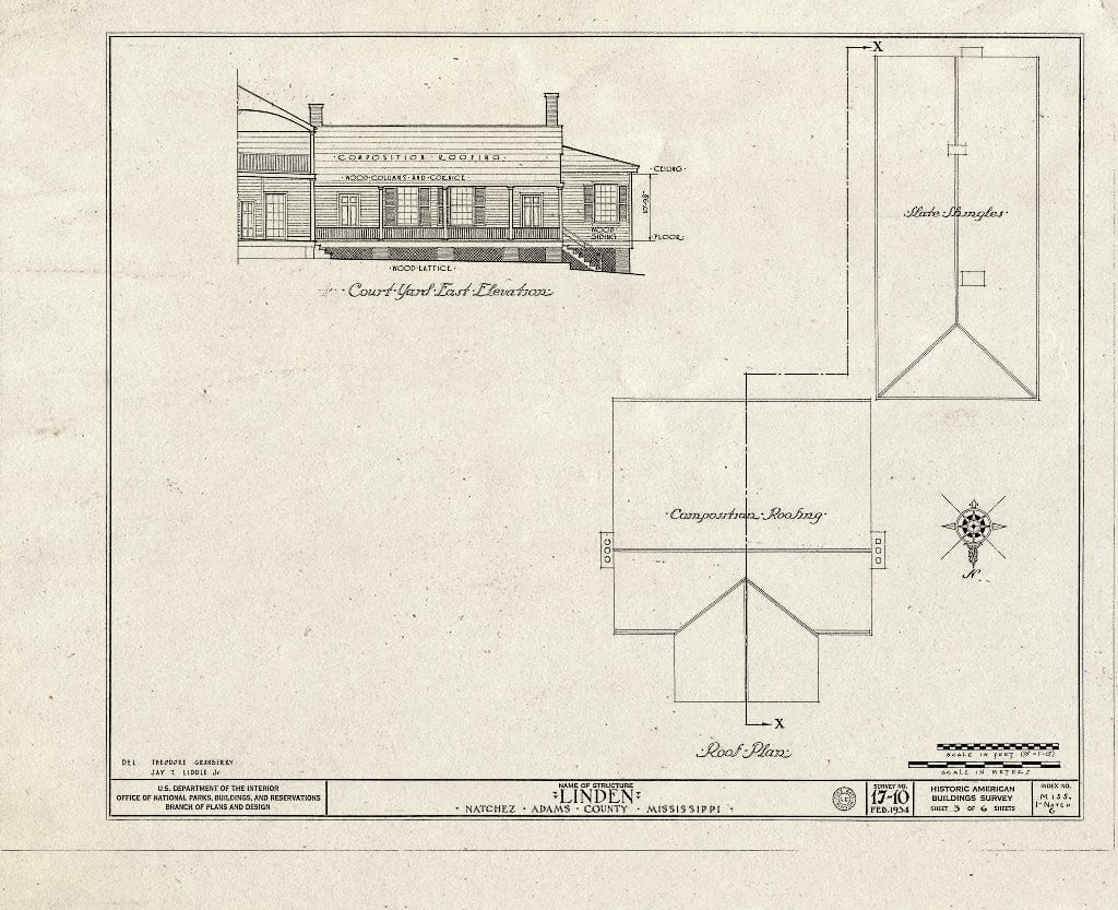Blueprint HABS Miss,1-Natch,6- (Sheet 3 of 6) - Linden, Natchez, Adams County, MS