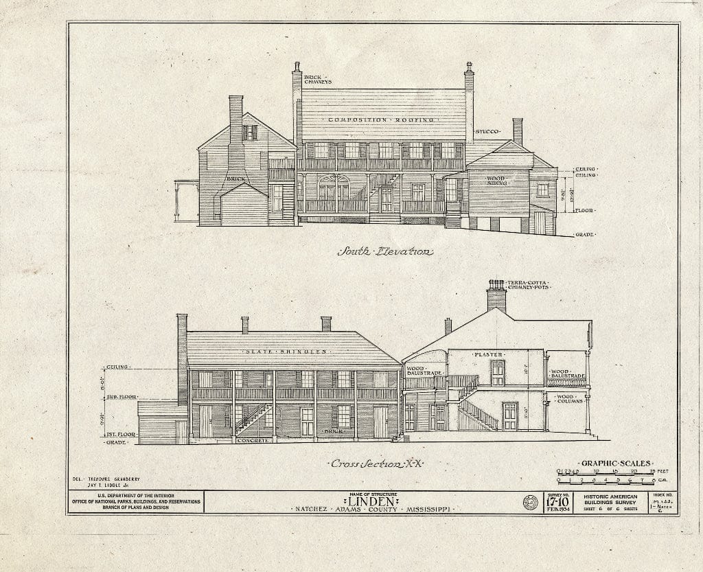 Blueprint HABS Miss,1-Natch,6- (Sheet 6 of 6) - Linden, Natchez, Adams County, MS