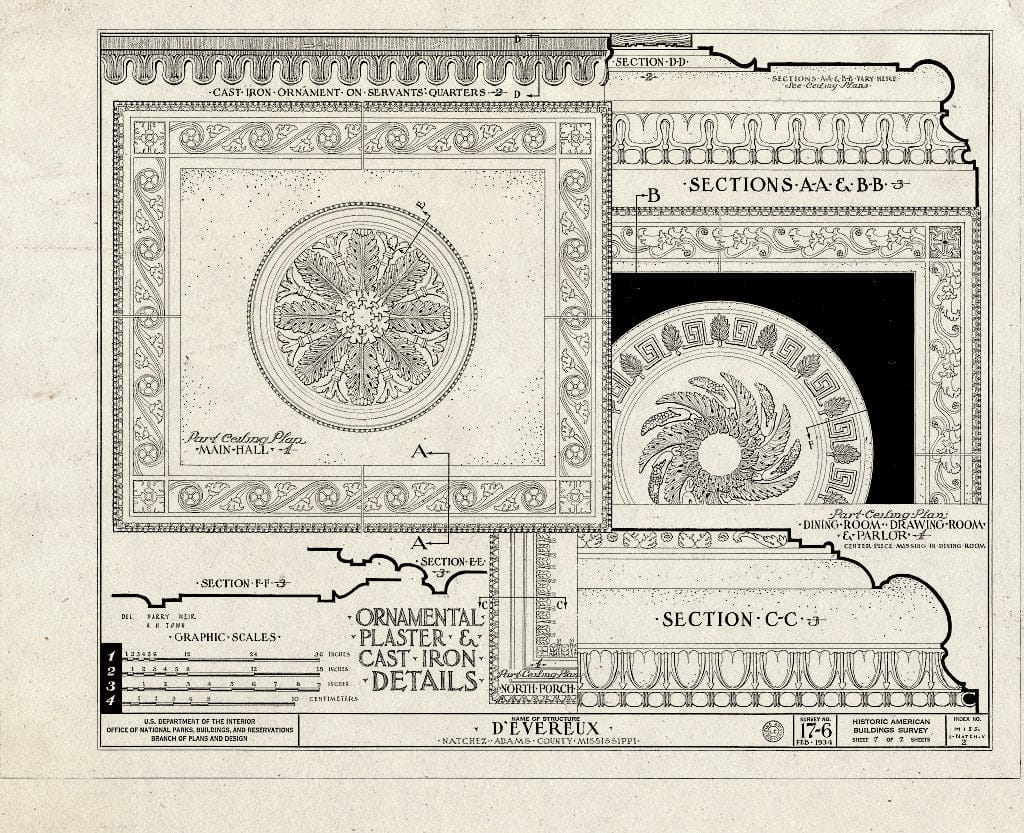 Blueprint HABS Miss,1-Natch.V,2- (Sheet 7 of 7) - D'Evereux, Natchez, Adams County, MS
