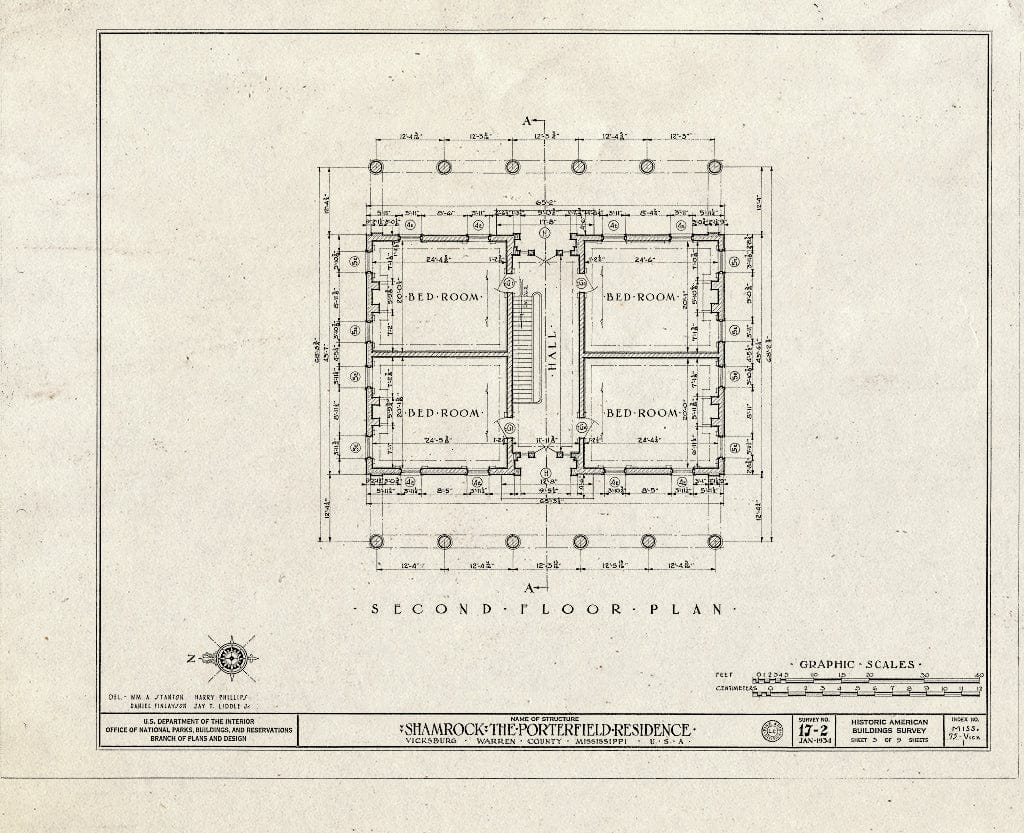 Blueprint HABS Miss,75-Vick,1- (Sheet 3 of 9) - Shamrock, Oak Street, Vicksburg, Warren County, MS