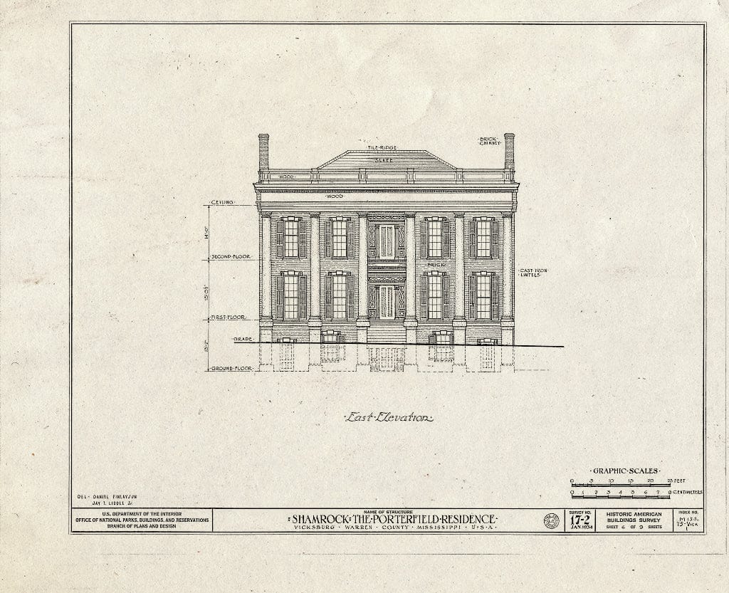 Blueprint HABS Miss,75-Vick,1- (Sheet 6 of 9) - Shamrock, Oak Street, Vicksburg, Warren County, MS