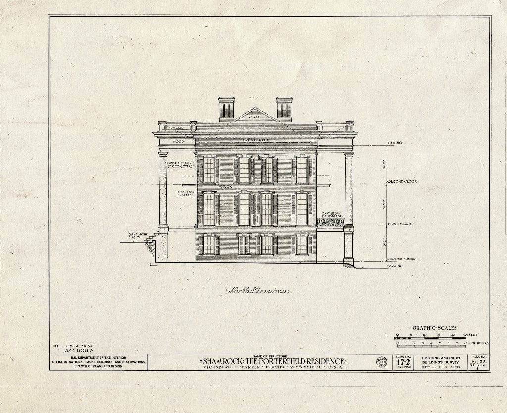 Blueprint HABS Miss,75-Vick,1- (Sheet 8 of 9) - Shamrock, Oak Street, Vicksburg, Warren County, MS