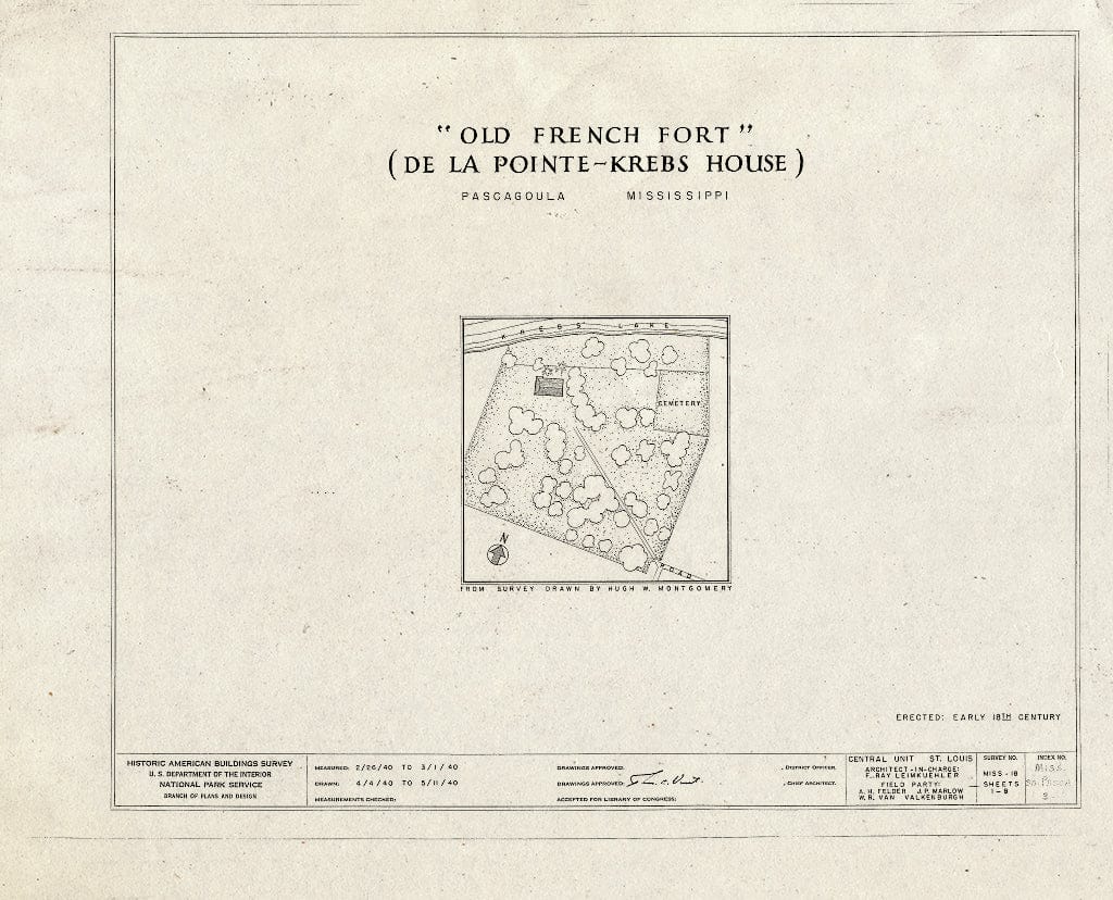 Blueprint HABS Miss,30-PASCA,3- (Sheet 0 of 8) - Old French Fort, Pascagoula, Jackson County, MS
