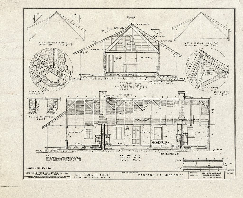 Blueprint HABS Miss,30-PASCA,3- (Sheet 5 of 8) - Old French Fort, Pascagoula, Jackson County, MS