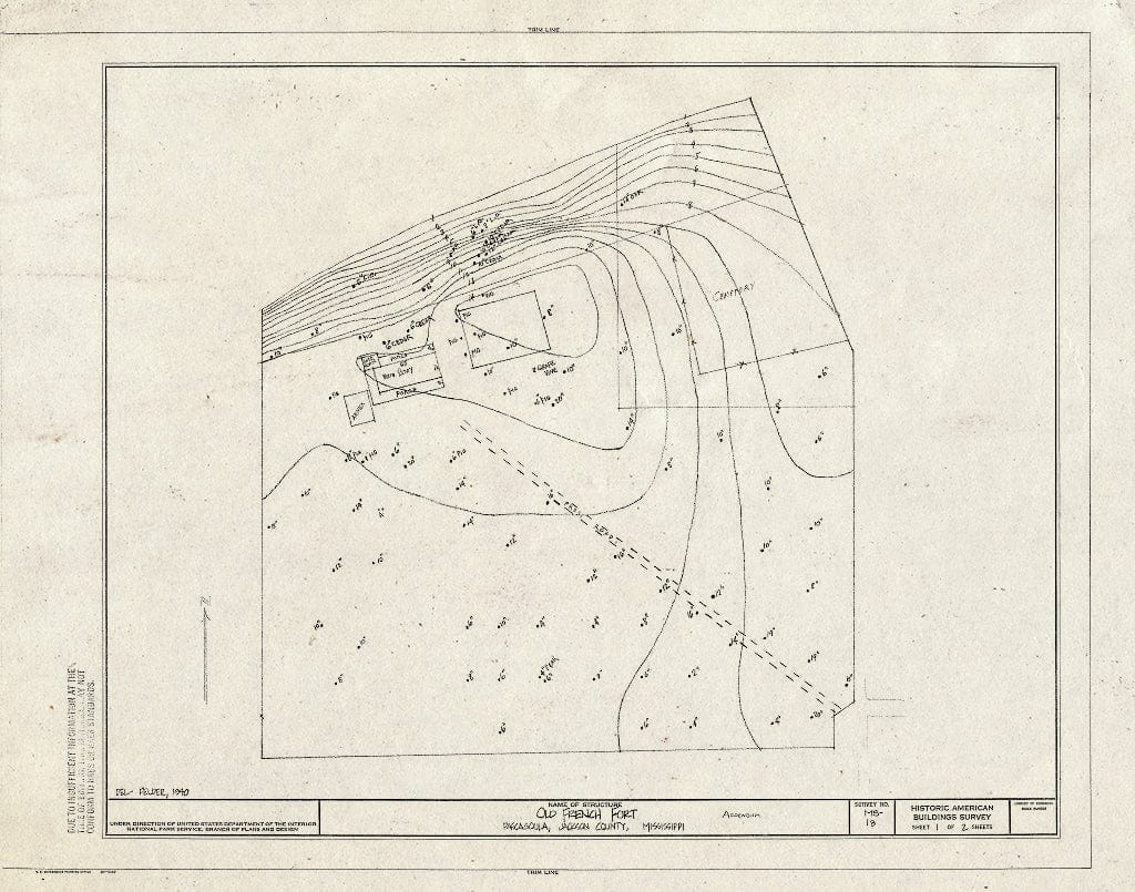 Blueprint HABS Miss,30-PASCA,3- (Sheet 2 of 2) - Old French Fort, Pascagoula, Jackson County, MS
