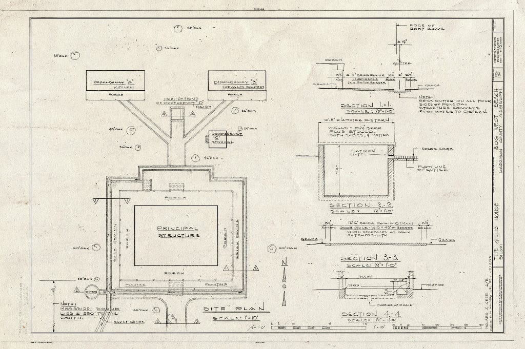Blueprint HABS Miss,24-BILX,6- (Sheet 1 of 10) - Gillis House, 513 East Beach Boulevard (Moved to), Biloxi, Harrison County, MS