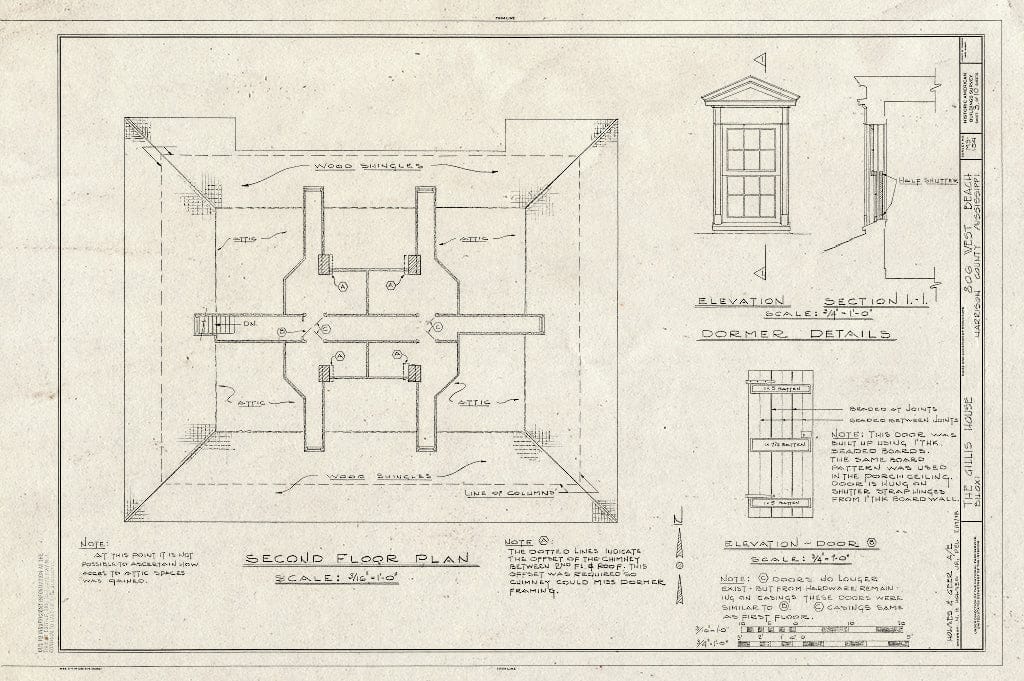 Blueprint HABS Miss,24-BILX,6- (Sheet 3 of 10) - Gillis House, 513 East Beach Boulevard (Moved to), Biloxi, Harrison County, MS