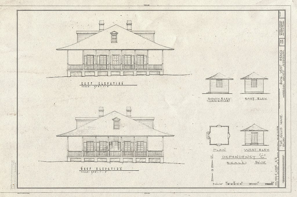 Blueprint HABS Miss,24-BILX,6- (Sheet 6 of 10) - Gillis House, 513 East Beach Boulevard (Moved to), Biloxi, Harrison County, MS
