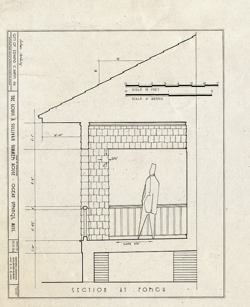 Blueprint HABS Miss,30-OCSPRI,1- (Sheet 3 of 3) - Louis H. Sullivan Summer House, Ocean Springs, Jackson County, MS