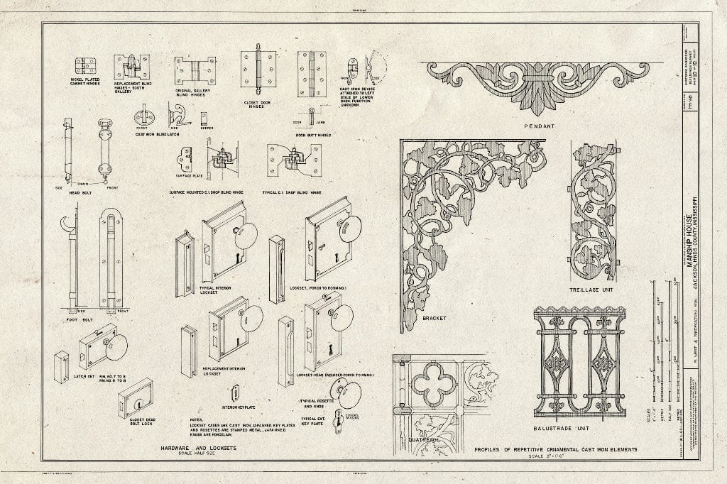 Blueprint HABS Miss,25-Jack,7- (Sheet 10 of 10) - Manship House, Northwest & Fortification Streets, Jackson, Hinds County, MS