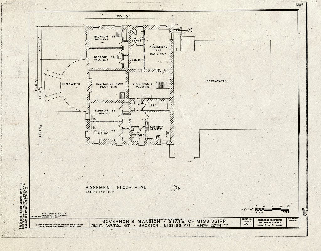 Blueprint HABS Miss,25-Jack,6- (Sheet 2 of 8) - Governor's Mansion, 316 East Capitol Street, Jackson, Hinds County, MS