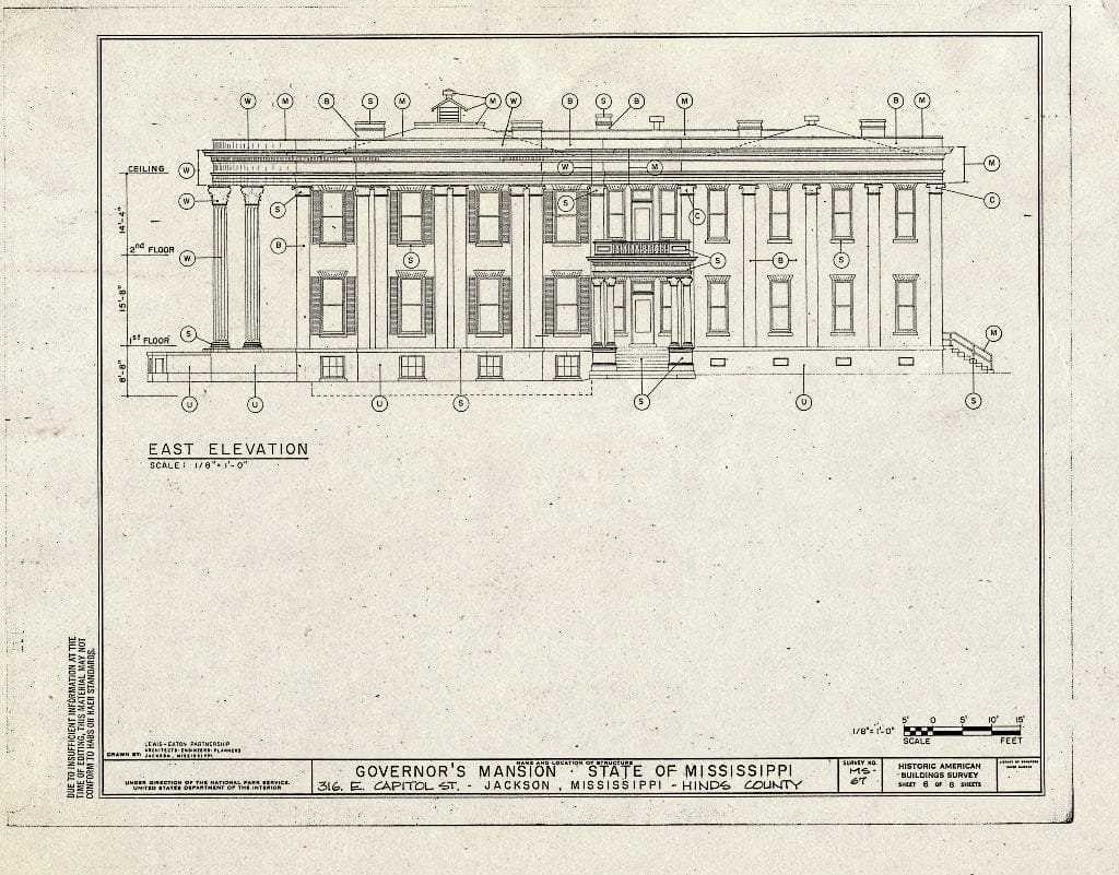 Blueprint HABS Miss,25-Jack,6- (Sheet 6 of 8) - Governor's Mansion, 316 East Capitol Street, Jackson, Hinds County, MS