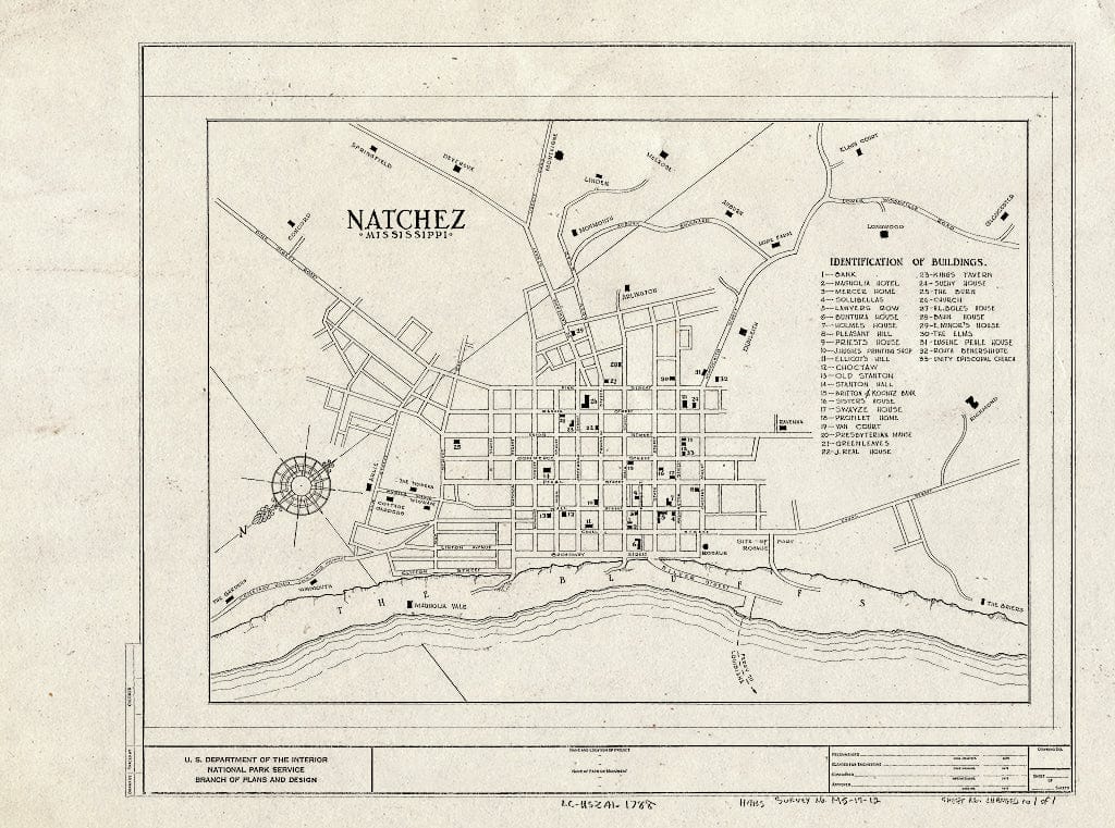 Blueprint HABS Miss,1-Natch_- (Sheet 1 of 1) - Natchez City Map, Natchez, Adams County, MS