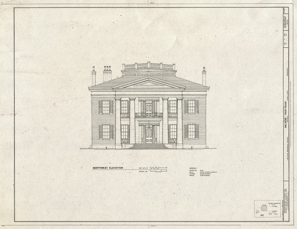 Blueprint HABS Miss,1-Natch.V,12A- (Sheet 10 of 22) - Melrose, Main House, 1 Melrose-Montebello Parkway, Natchez, Adams County, MS