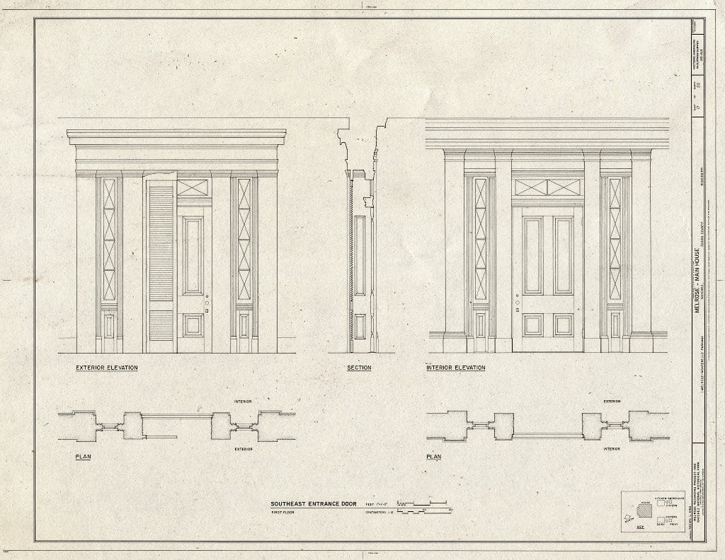 Blueprint HABS Miss,1-Natch.V,12A- (Sheet 17 of 22) - Melrose, Main House, 1 Melrose-Montebello Parkway, Natchez, Adams County, MS