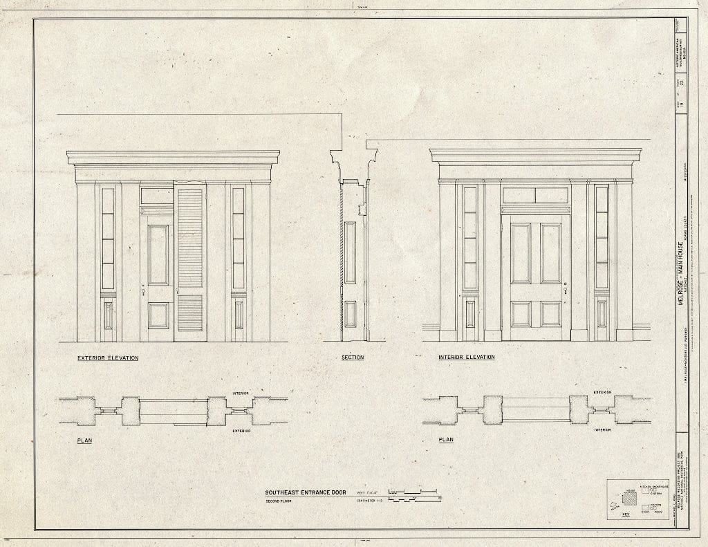 Blueprint HABS Miss,1-Natch.V,12A- (Sheet 18 of 22) - Melrose, Main House, 1 Melrose-Montebello Parkway, Natchez, Adams County, MS