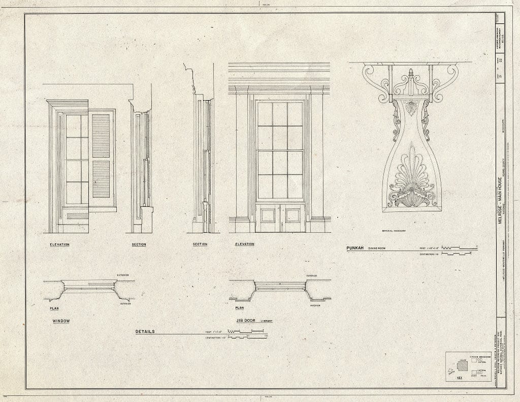 Blueprint HABS Miss,1-Natch.V,12A- (Sheet 21 of 22) - Melrose, Main House, 1 Melrose-Montebello Parkway, Natchez, Adams County, MS