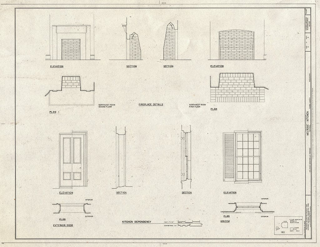 Blueprint HABS Miss,1-Natch.V,12B- (Sheet 3 of 3) - Melrose, Kitchen, 1 Melrose-Montebello Parkway, Natchez, Adams County, MS
