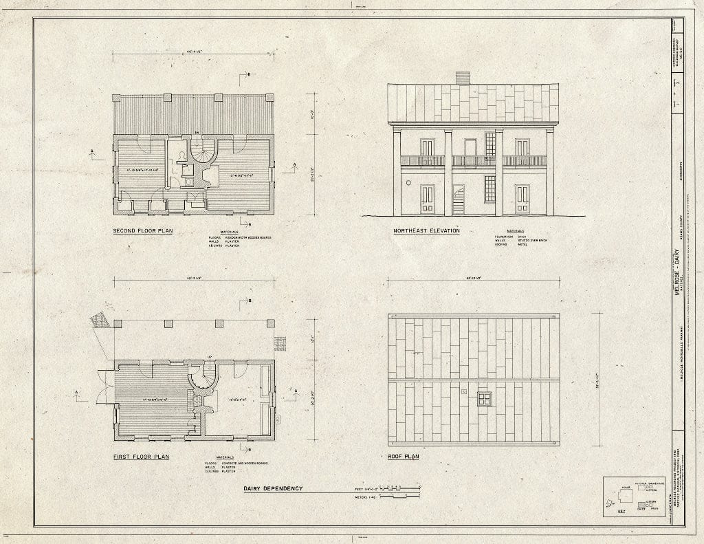 Blueprint HABS Miss,1-Natch.V,12C- (Sheet 1 of 3) - Melrose, Dairy, 1 Melrose-Montebello Parkway, Natchez, Adams County, MS