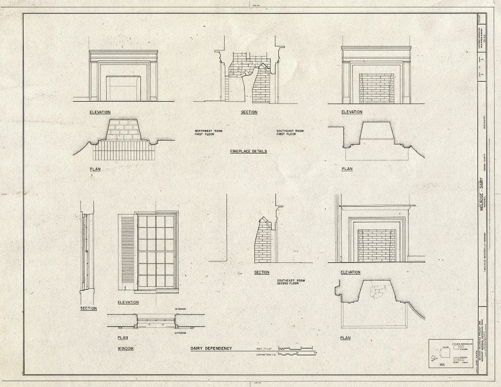 Blueprint HABS Miss,1-Natch.V,12C- (Sheet 3 of 3) - Melrose, Dairy, 1 Melrose-Montebello Parkway, Natchez, Adams County, MS