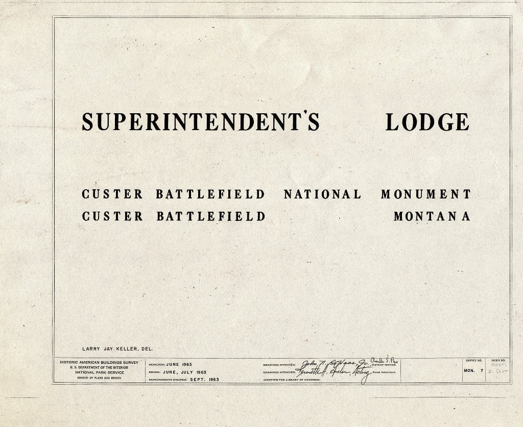 Historic Pictoric : Blueprint HABS Mont,2-CUST,1- (Sheet 0 of 12) - Superintendent's Lodge, Crow Agency, Big Horn County, MT
