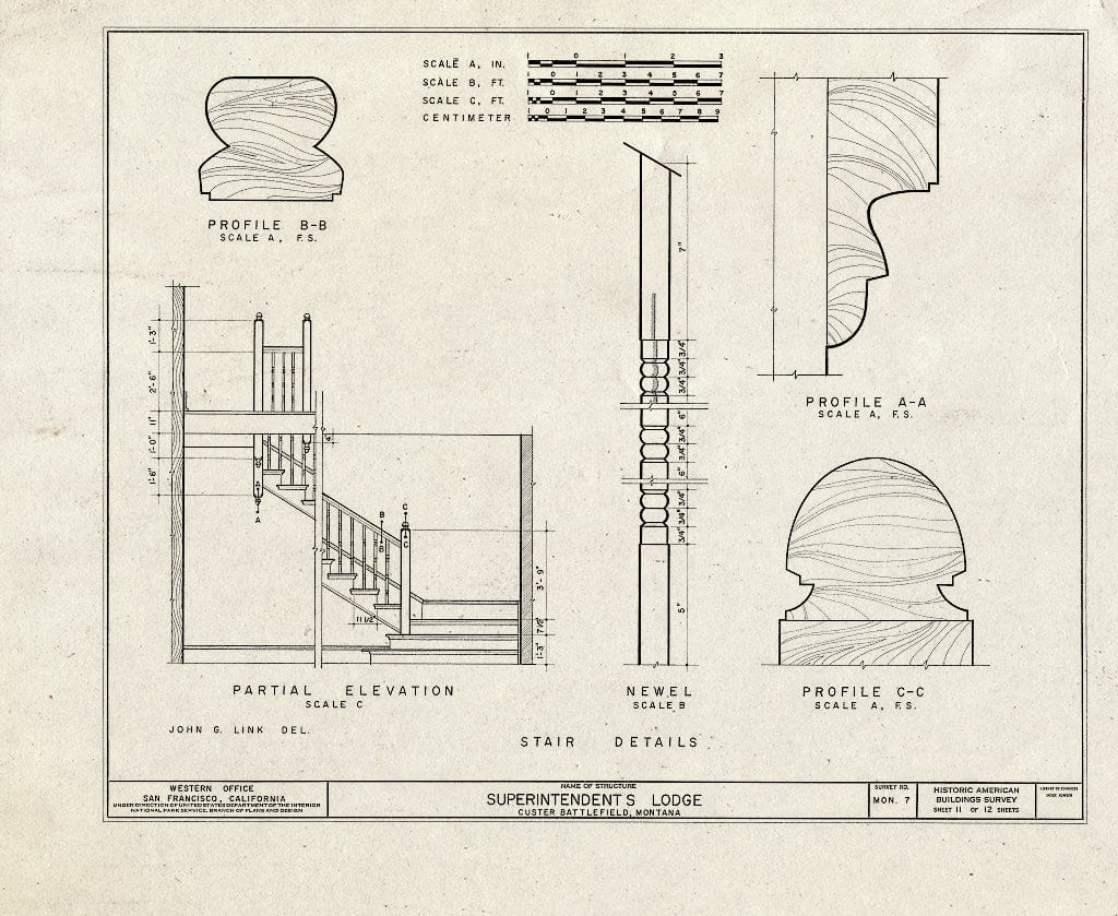 Historic Pictoric : Blueprint HABS Mont,2-CUST,1- (Sheet 11 of 12) - Superintendent's Lodge, Crow Agency, Big Horn County, MT