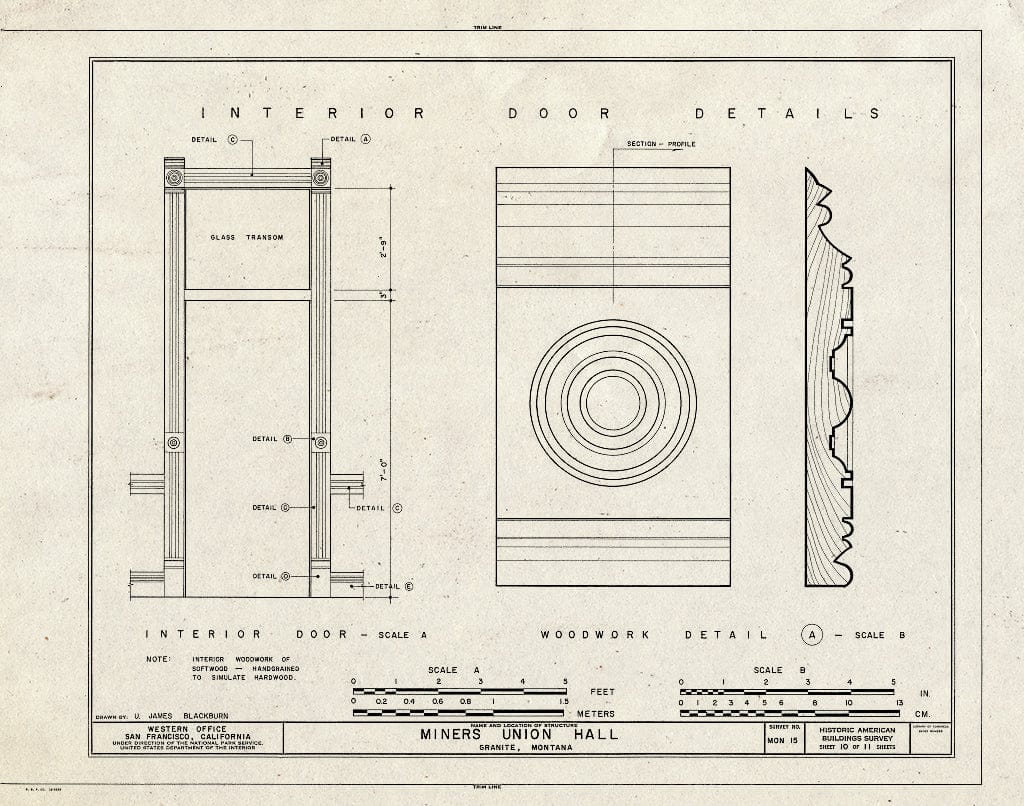 Historic Pictoric : Blueprint HABS Mont,20-GRANI,1- (Sheet 10 of 11) - Miners Union Hall, Main Street, Granite, Granite County, MT