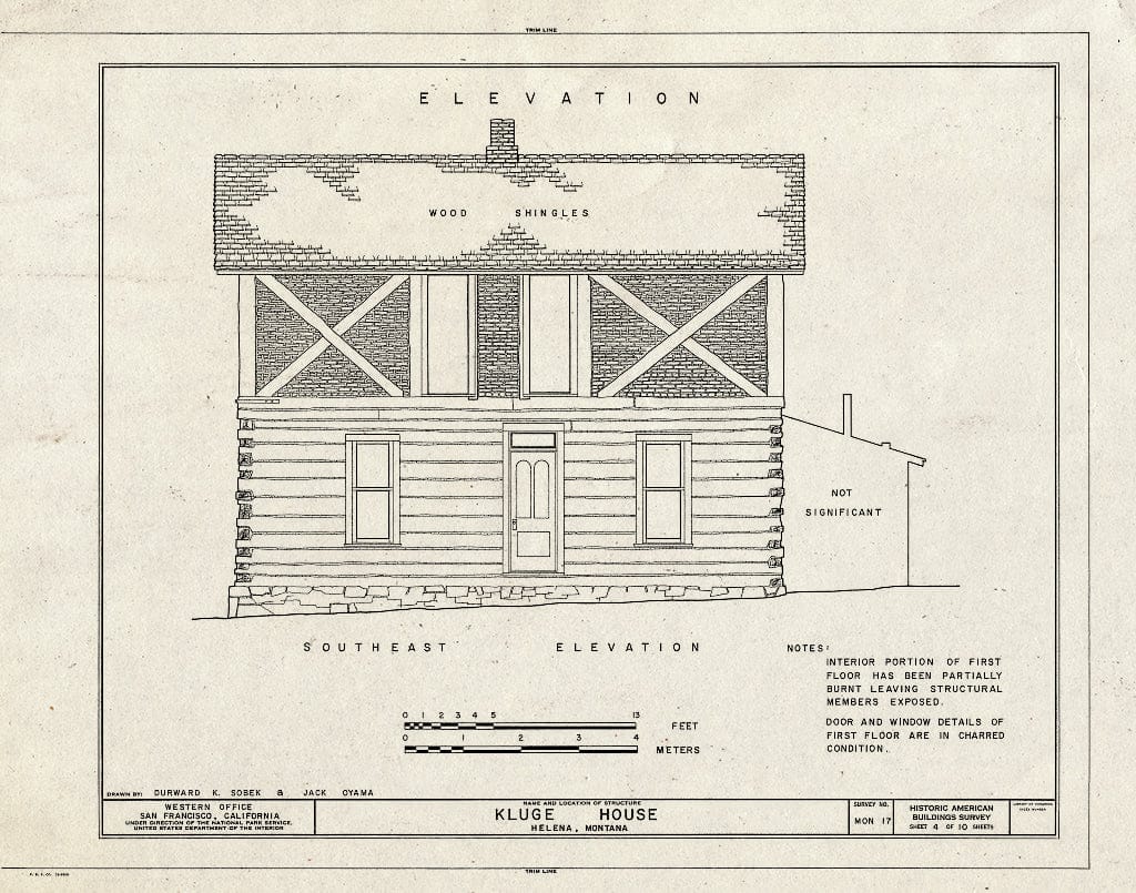 Historic Pictoric : Blueprint HABS Mont,25-HEL,1- (Sheet 4 of 10) - Kluge House, 540 West Main Street, Helena, Lewis and Clark County, MT