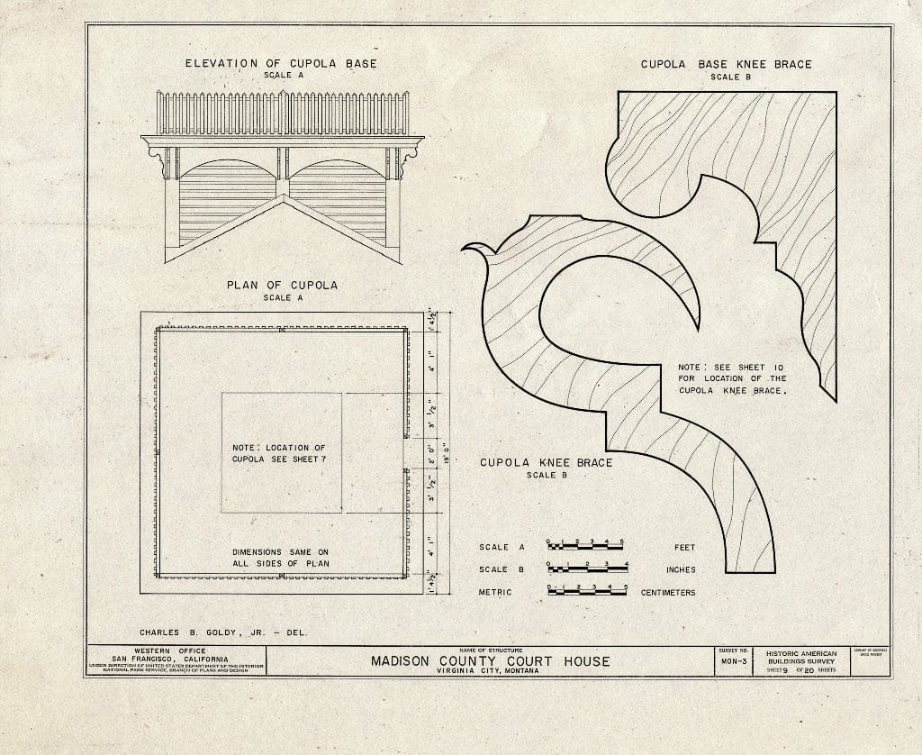 Historic Pictoric : Blueprint HABS Mont,29-VIRG,3- (Sheet 9 of 20) - Madison County Courthouse, Wallace Street, Virginia City, Madison County, MT