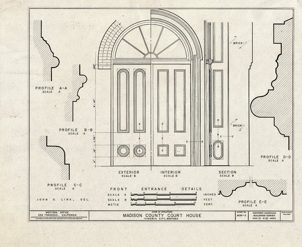 Historic Pictoric : Blueprint HABS Mont,29-VIRG,3- (Sheet 13 of 20) - Madison County Courthouse, Wallace Street, Virginia City, Madison County, MT