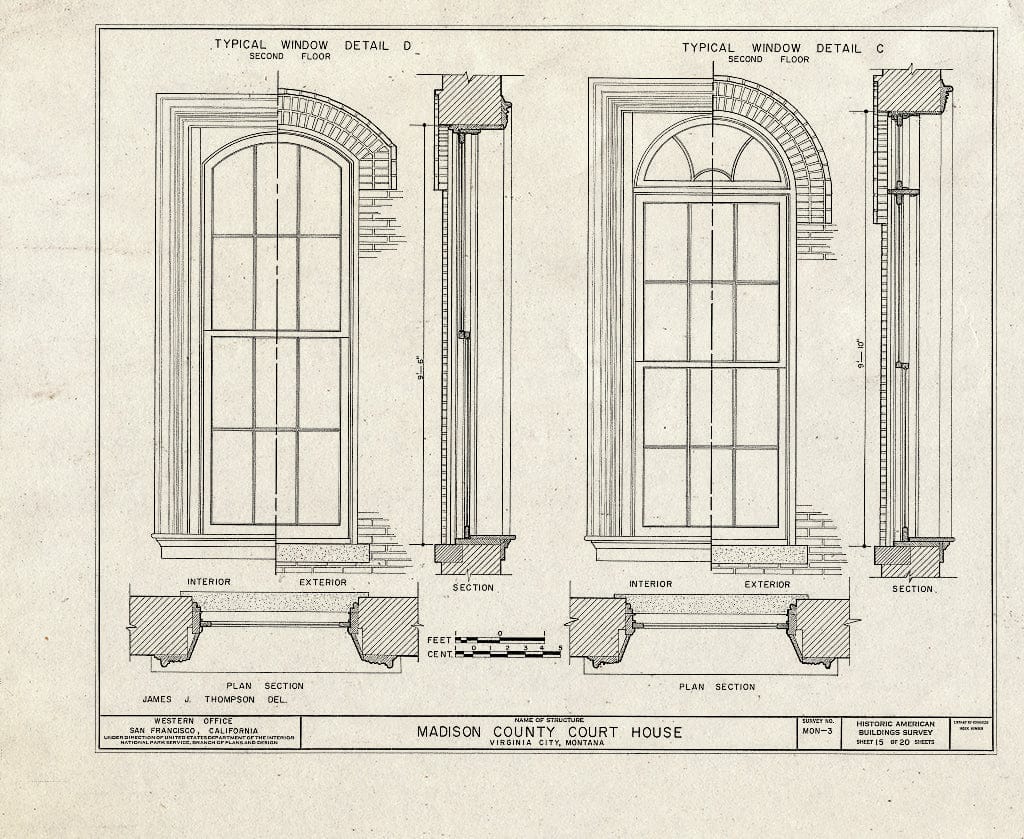 Historic Pictoric : Blueprint HABS Mont,29-VIRG,3- (Sheet 15 of 20) - Madison County Courthouse, Wallace Street, Virginia City, Madison County, MT