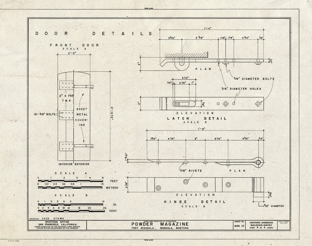 Historic Pictoric : Blueprint HABS Mont,32-Miss,1- (Sheet 4 of 4) - Fort Missoula, Powder Magazine, Missoula, Missoula County, MT
