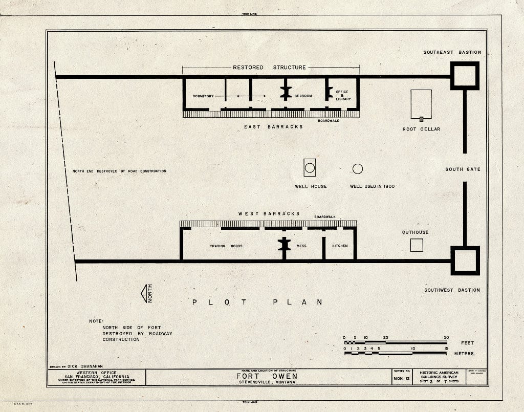 Historic Pictoric : Blueprint HABS Mont,41-STEV,3- (Sheet 2 of 7) - Fort Owen, U.S. Route 93, Stevensville, Ravalli County, MT
