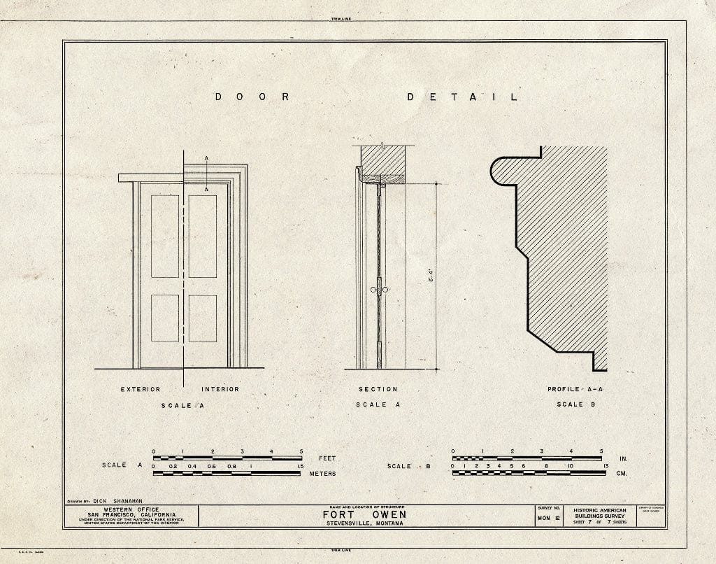 Historic Pictoric : Blueprint HABS Mont,41-STEV,3- (Sheet 7 of 7) - Fort Owen, U.S. Route 93, Stevensville, Ravalli County, MT