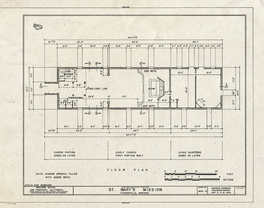 Historic Pictoric : Blueprint HABS Mont,41-STEV,1- (Sheet 2 of 15) - St. Mary's Mission (Roman Catholic), Stevensville, Ravalli County, MT