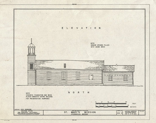 Historic Pictoric : Blueprint HABS Mont,41-STEV,1- (Sheet 5 of 15) - St. Mary's Mission (Roman Catholic), Stevensville, Ravalli County, MT