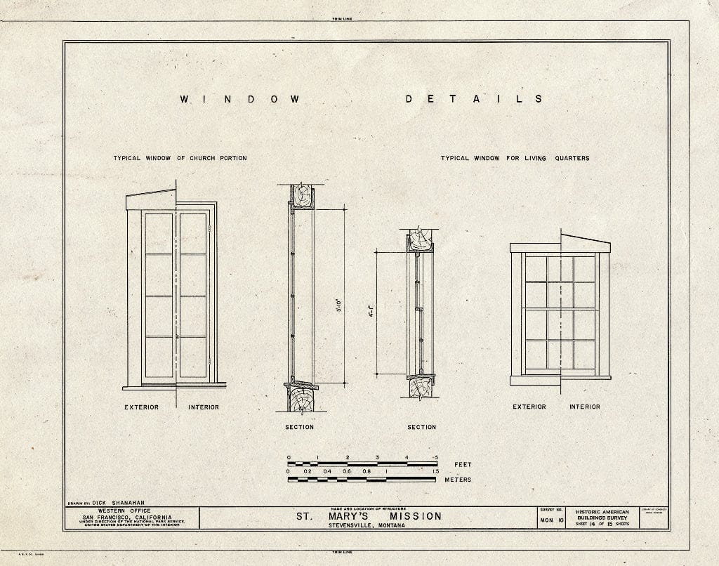 Historic Pictoric : Blueprint HABS Mont,41-STEV,1- (Sheet 14 of 15) - St. Mary's Mission (Roman Catholic), Stevensville, Ravalli County, MT