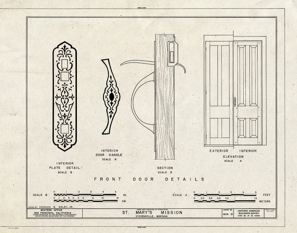 Historic Pictoric : Blueprint HABS Mont,41-STEV,1- (Sheet 15 of 15) - St. Mary's Mission (Roman Catholic), Stevensville, Ravalli County, MT