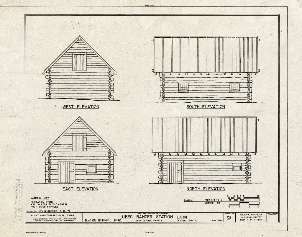 Historic Pictoric : Blueprint HABS Mont,18-Glace.V,1- (Sheet 7 of 7) - Lubec Ranger Station, West Glacier, Flathead County, MT