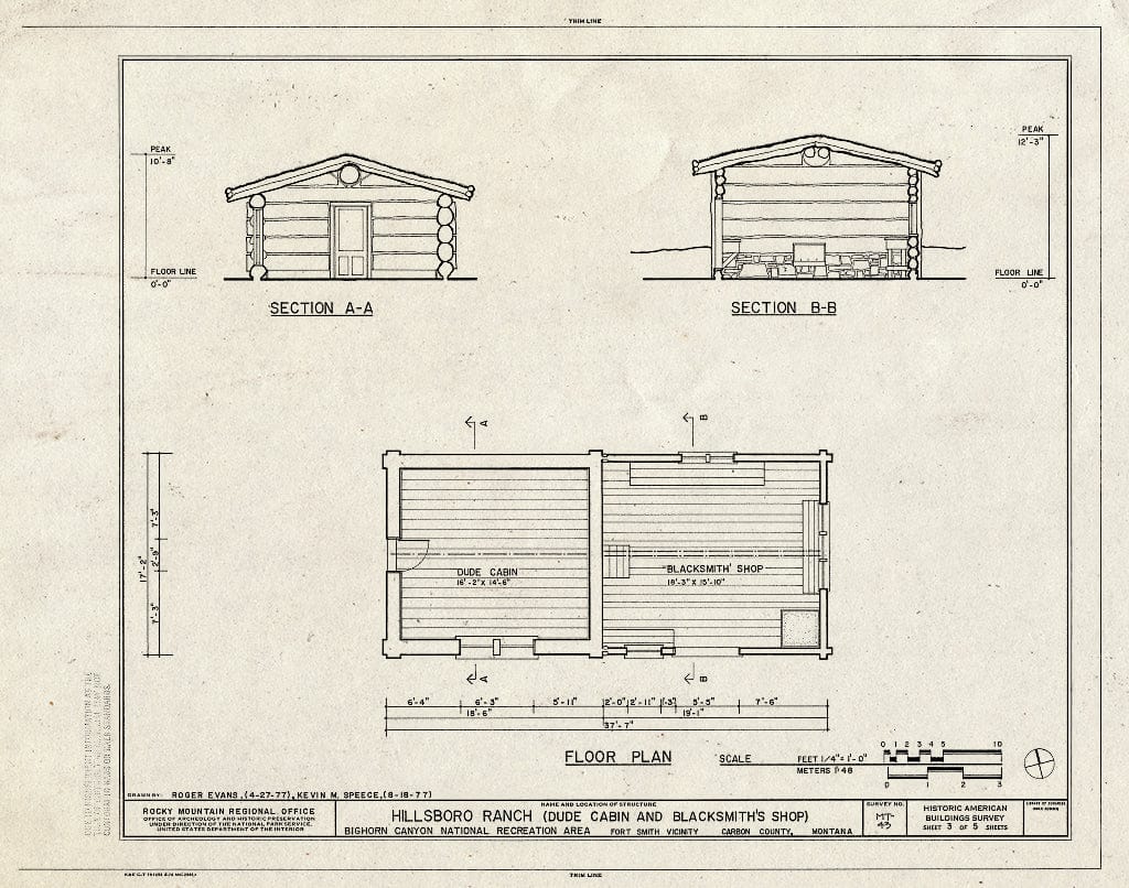 Historic Pictoric : Blueprint HABS Mont,5-FOSMI.V,1- (Sheet 3 of 5) - Hillsboro Ranch, Fort Smith, Big Horn County, MT