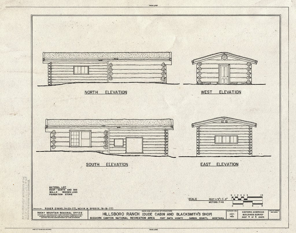 Historic Pictoric : Blueprint HABS Mont,5-FOSMI.V,1- (Sheet 4 of 5) - Hillsboro Ranch, Fort Smith, Big Horn County, MT