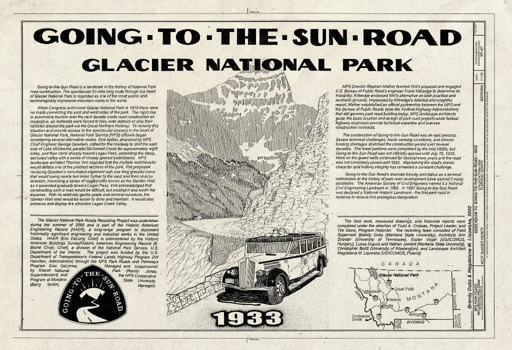 Historic Pictoric : Blueprint HAER Mont,15-WEGLA,5- (Sheet 1 of 14) - Going-to-The-Sun Road, West Glacier, Flathead County, MT